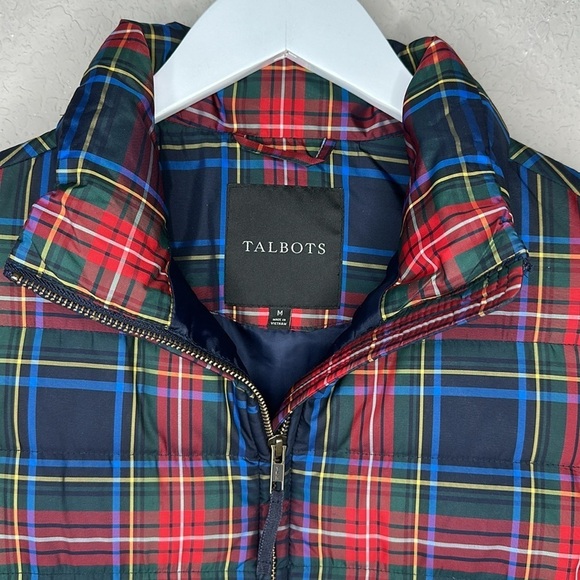 Talbots Plaid Down Filled Puffer Vest Size Medium - Picture 3 of 12